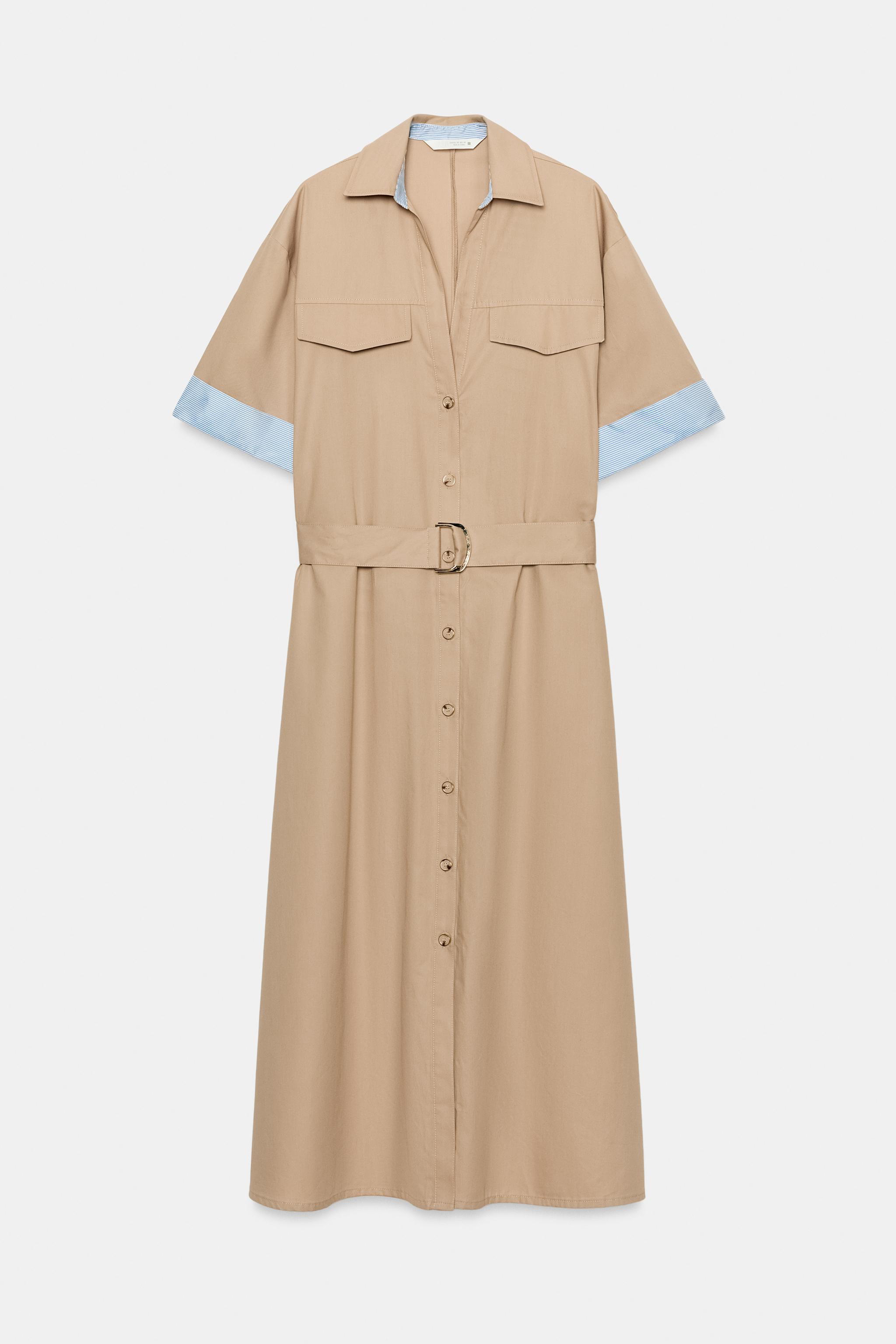 ROBE-CHEMISE MI-LONGUE AVEC CEINTURE